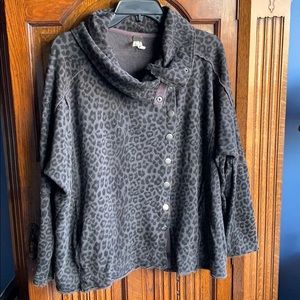 Free People We the Free Leopard Sweatshirt Pockets